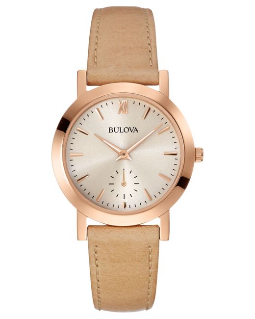 Bulova Women's Beige Leather Strap Watch 32mm 97l146 in Beige Save 21