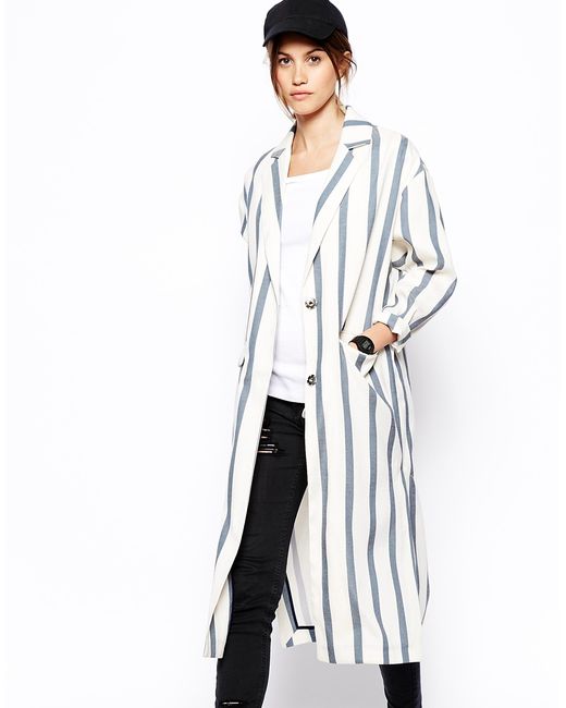 Striped duster coat sale