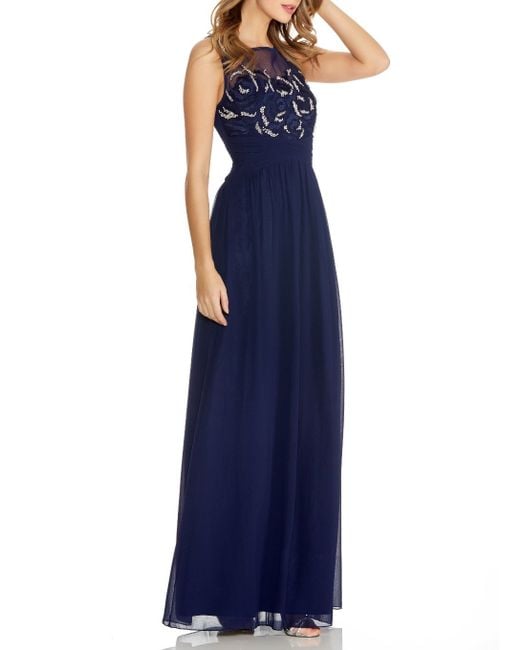 Quiz Navy Beaded Flower Maxi Dress in Blue (Navy) Lyst