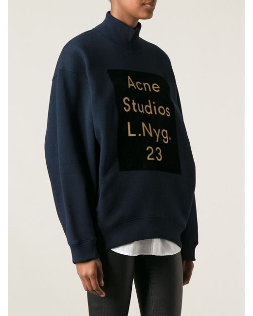 Acne Studios Logo Printed Sweatshirt in Blue for Men | Lyst