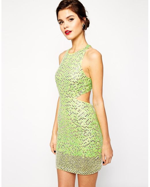 ASOS Green Red Carpet Premium Mini Sequin Dress - Lime