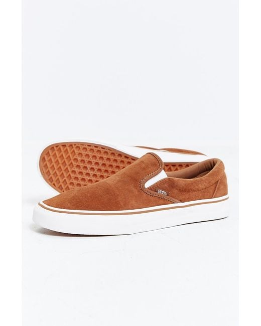 Vans Classic Suede Slip-on Sneaker in Tan (Brown) for Men | Lyst