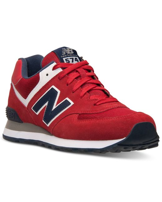 New balance Men'S 574 Casual Sneakers From Finish Line in Red for Men ...