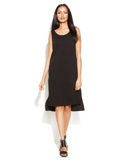 Eileen Fisher Sleeveless Hi low Silk Dress in Black Lyst