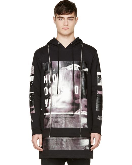 Hood By Air Black Double Layered Zippered Hoodie for men
