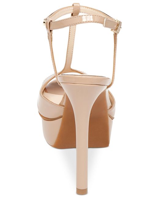 Jessica Simpson Carah T Strap Platform Pumps in Natural Lyst