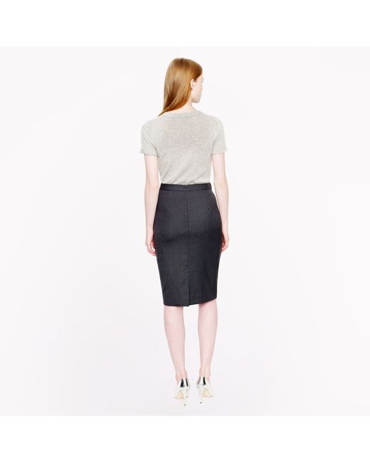 J.crew Petite Pencil Skirt In Pinstripe Super 120s Wool in Gray ...