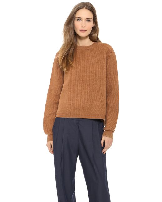 Acne Studios Brown Misty Boiled Wool Zip Sweater - Camel