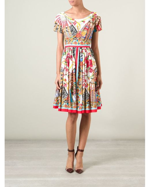 Dolce & Gabbana Multicolor Sicilian Folklore Print Dress