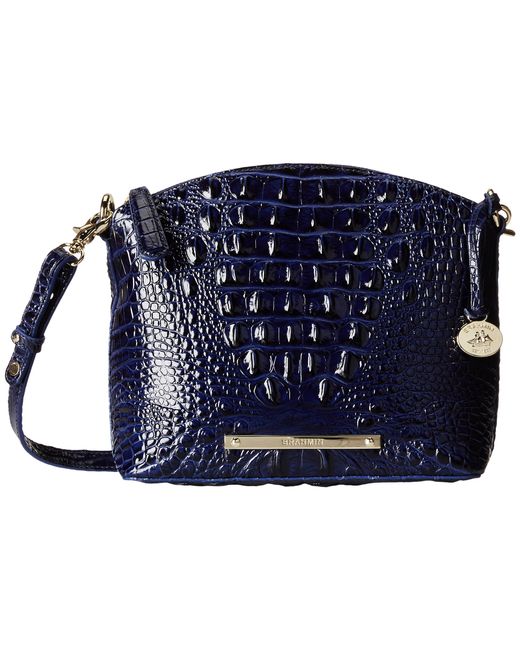 Brahmin Black Melbourne Collection Perri Croco-embossed Cross-body Bag