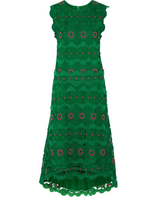 Chloé Green Guipure Lace Midi Dress