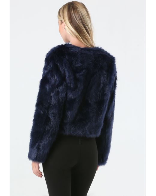 Bebe Faux Fur Evening Jacket in Navy 