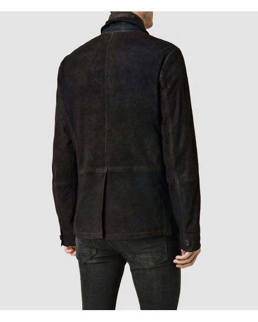 AllSaints Black Sanuki Leather Blazer for men