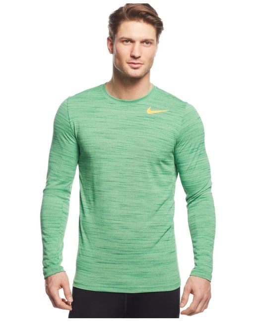 Nike Dri-fit Touch Performance Long Sleeve Shirt in Green for Men | Lyst
