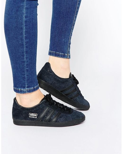 Blue Womens Trainers adidas Trainers adidas Suede Gazelle Indoor in Black 