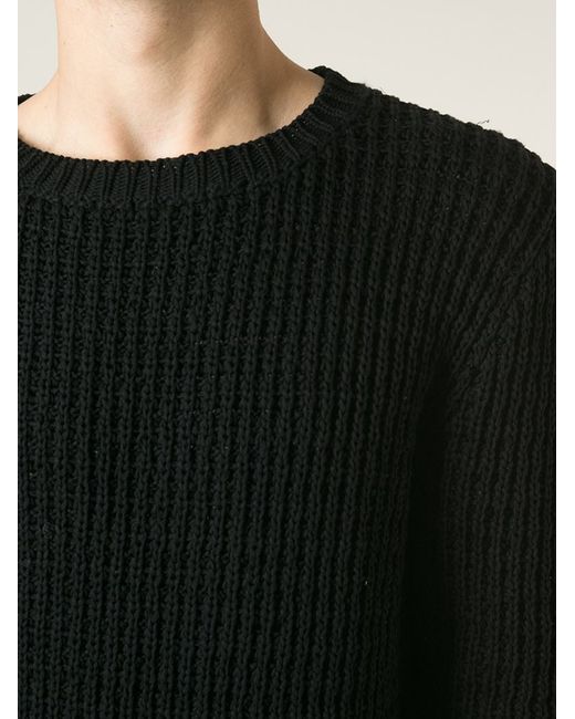 Black waffle top knit sweater