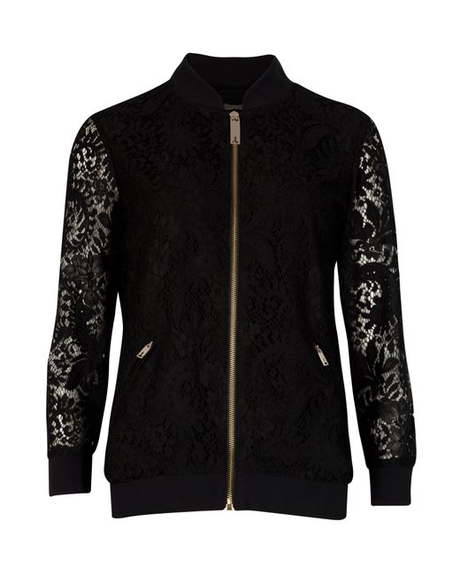 Ted Baker Zariah Lace Bomber Jacket in Black | Lyst Canada