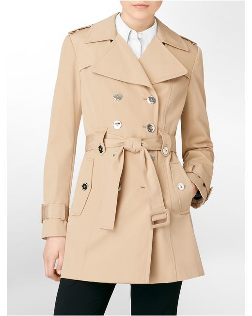 Calvin Klein White Label Belted Trench Coat in Natural | Lyst