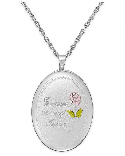 Macy's Forever In My Heart Oval Locket Necklace In Sterling Silver in