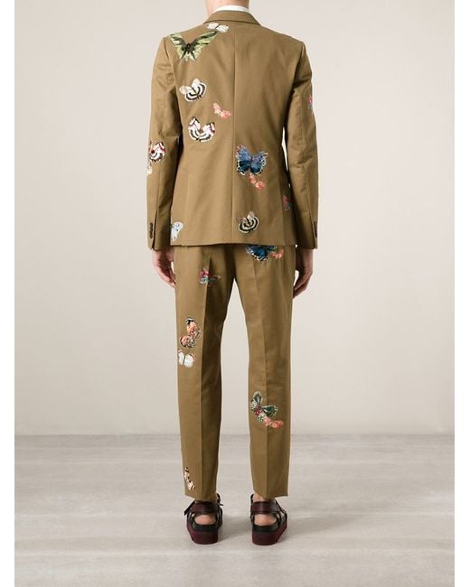 Valentino Green Embroidered Butterfly Suit for men