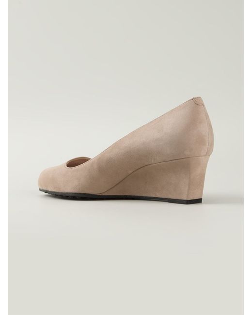 Tod's Low Wedge Pumps in Natural | Lyst