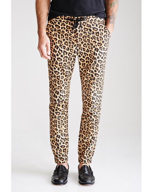 Cotton Leopard Print Joggers for Men 