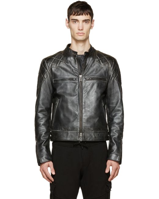 Belstaff Black Vintage Leather David Beckham Edition Jacket for men