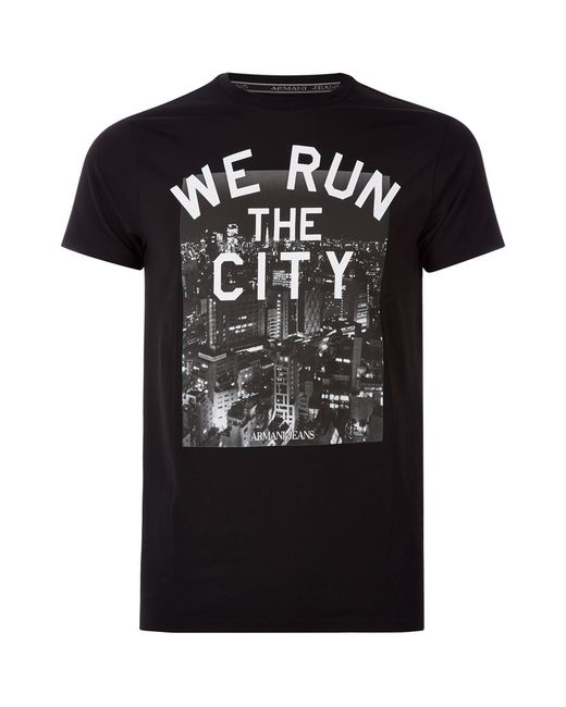 Armani Jeans Black We Run The City T-shirt for men