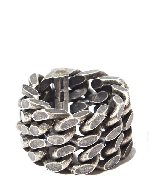 Saint Laurent Metallic Mens Silver Double Chain Ring for men