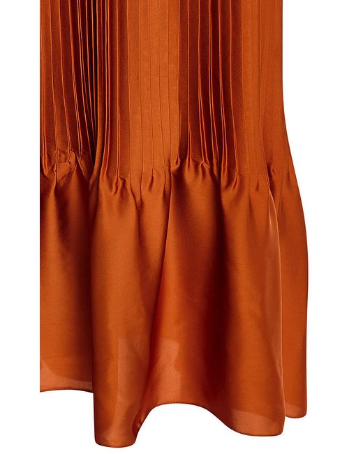 TOME Orange Satin Pleated One Shoulder Dress