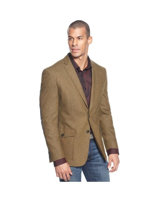 Sean John Natural Tweed Blazer with Elbow Patches for men