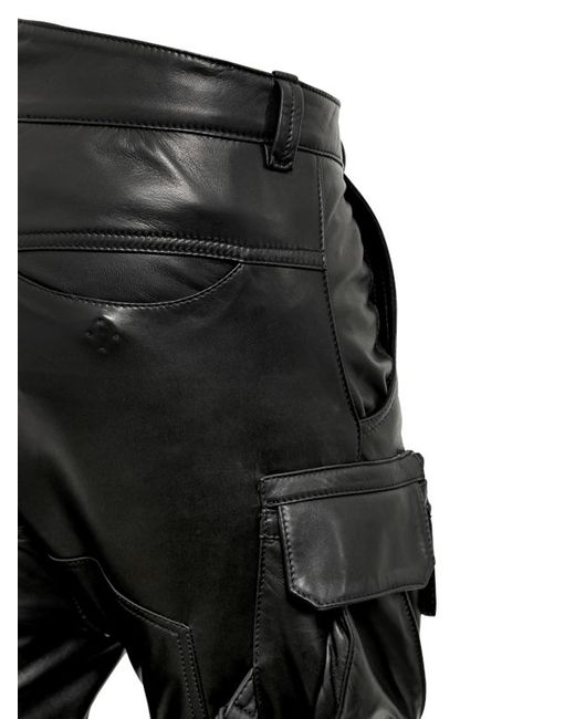 Alexandre Plokhov Black Nappa Leather Cargo Pants for men