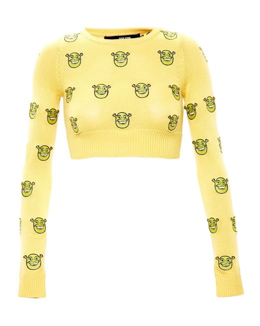Jeremy Scott Yellow Cropped Shrek Jumper