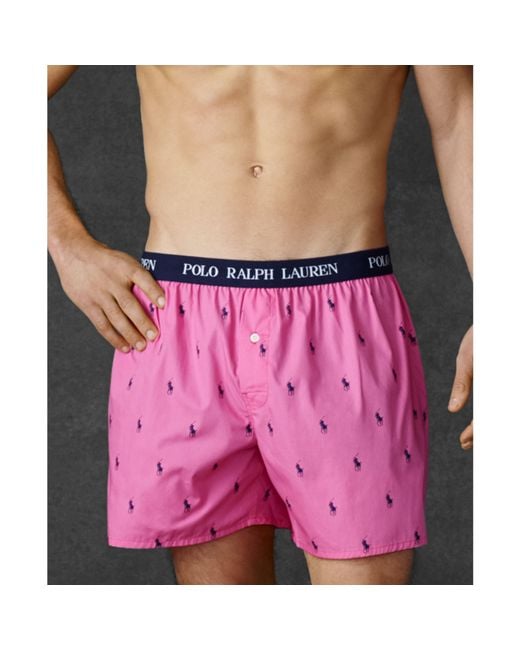 Ralph Lauren Pink Polo Mens Polo Player Woven Boxers for men