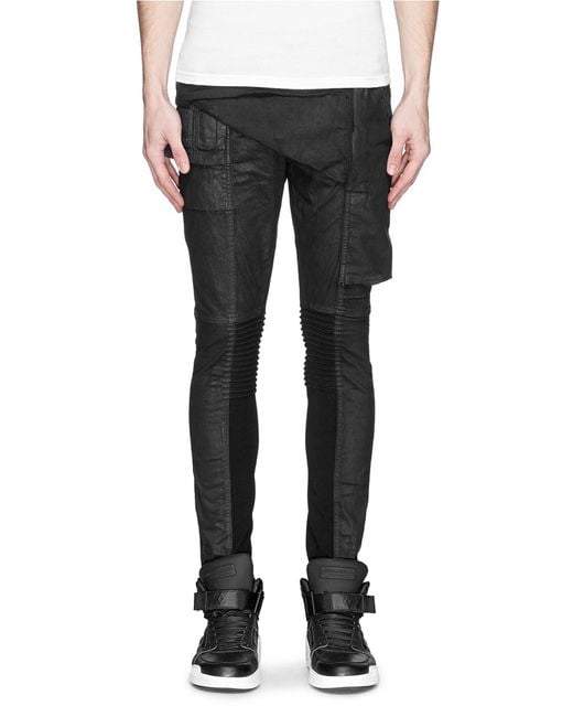 Rick Owens DRKSHDW 'Memphis' Flap Waxed Skinny Jeans in Black for