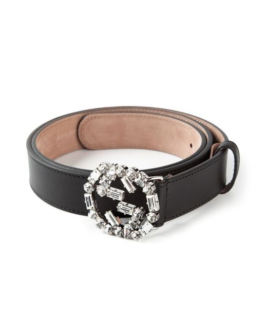 Gucci Swarovski Detail Belt in Black | Lyst