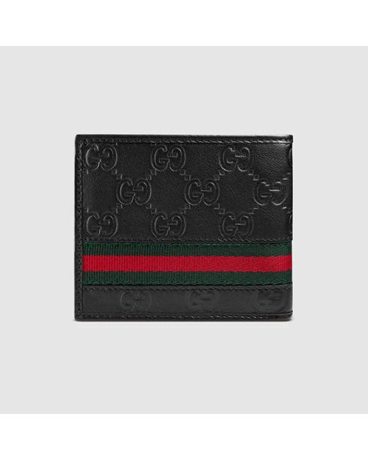 Gucci Guccissima Web Bi-fold Wallet in Black for Men | Lyst