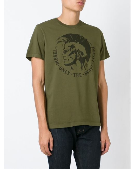 DIESEL Cotton Only The Brave T-shirt in Green for Men | Lyst