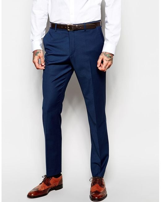 Blue skinny dress pants shop
