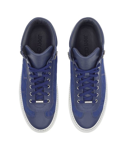 Jimmy Choo Blue Argyle Marine Origami Embossed Suede High Top Trainers for men
