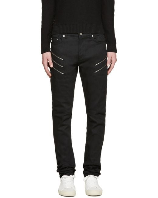 Saint Laurent Black Skinny Zip Jeans for men