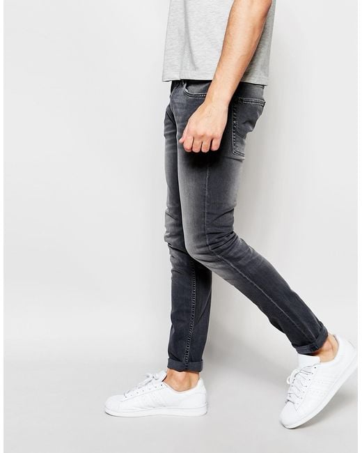 Jack & jones Washed Grey Jeans In Skinny Fit With Stretch - Grey in ...
