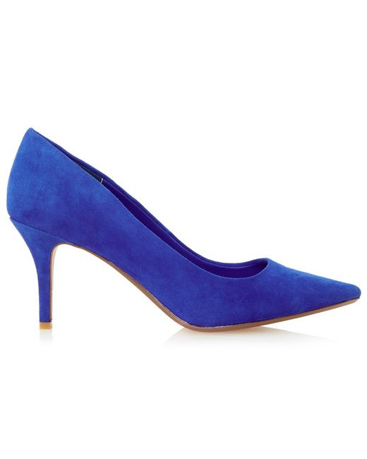 Dune Blue Alina Stiletto Suede Heeled Court Shoes