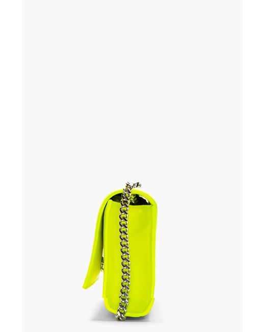 Saint Laurent Neon Yellow Leather Monogram Shoulder Bag