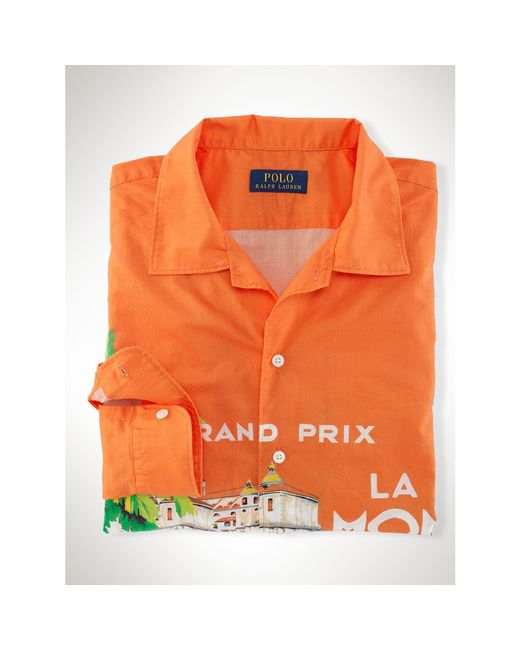 Polo Ralph Lauren Race Car–Print Camp Shirt in Orange for Men | Lyst
