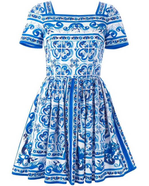 Dolce & Gabbana 'Majolica' Dress in Blue | Lyst