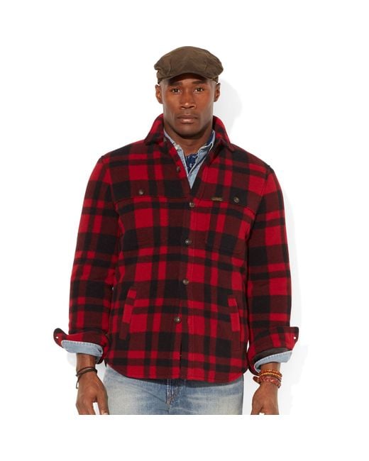 Polo Ralph Lauren Red Big and Tall Buffalo Plaid Shirt Jacket for men
