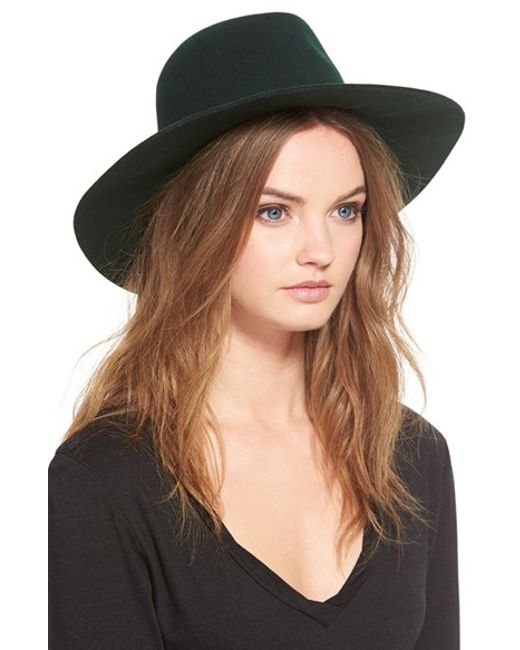 janessa leone flat bar wool hat deep green gunmetal