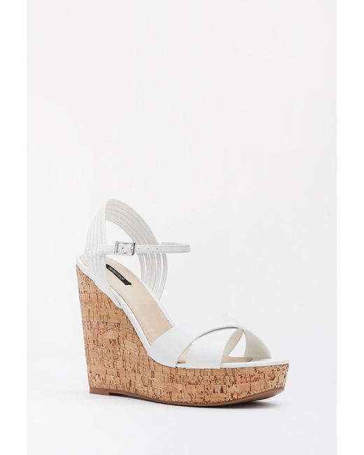 white platform cork sandals