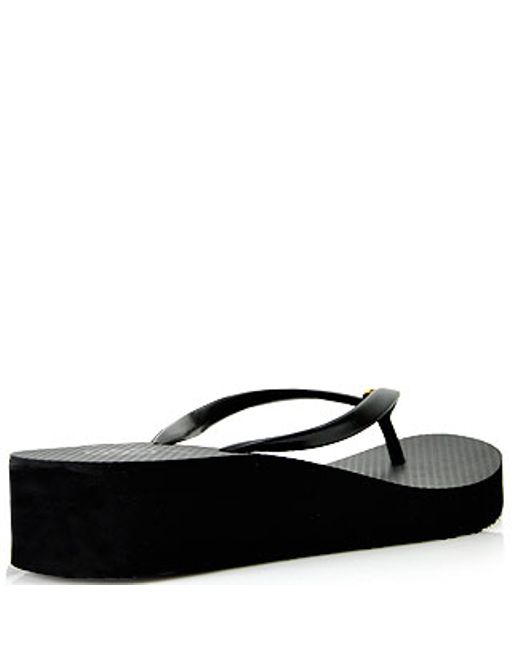 Tory burch Black Rubber Wedge Thong Sandal in Black Lyst